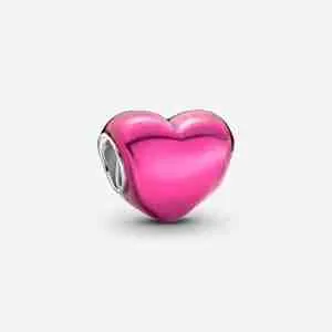 Charm Cœur Rose Métallique