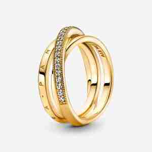 Anneau Triple Pavé Croisé-l’Or