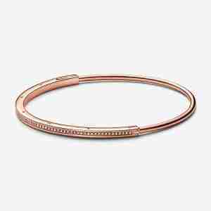 Bracelet Jonc Pavé I-D Pandora Signature-Or rose