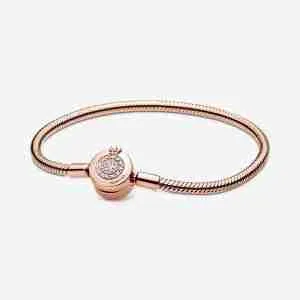 Bracelet Maille Serpent O Couronné Scintillant Pandora Moments-Or rose
