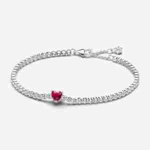 Bracelet Rivière Cœur Rouge Scintillant