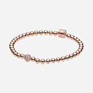 Bracelet Sphère et Pavé-Or rose