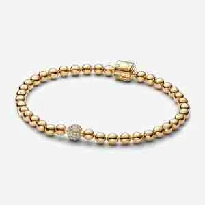 Bracelet Sphères et Pavé-Or