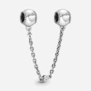 Charm Clip Chaîne de Confort Cœurs En Relief