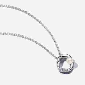 Collier Cercle Organique Pavé et Perle de Culture