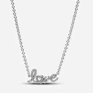 Collier Chaîne Love en Lettres Cursives Scintillant