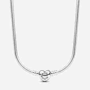 Collier Maille Serpent Fermoir Cœur Pandora Moments