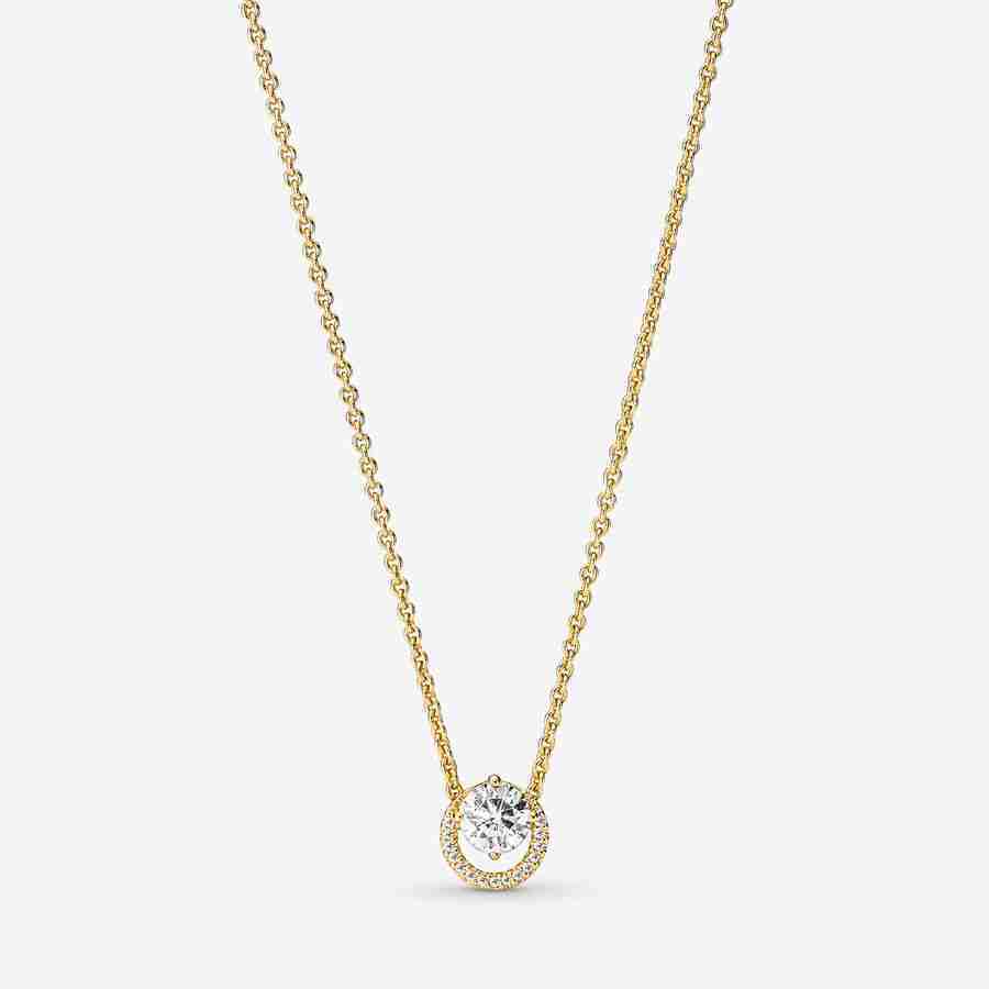 Collier Pendentif Halo Rond Scintillant l’Or Collier Pendentif Halo Rond Scintillant lOr