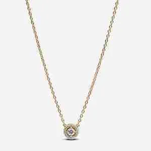 Collier à Pendentif Halo Pavé Rond