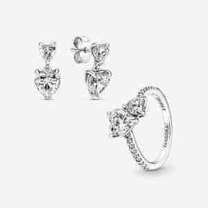 Parure Scintillante Cœur Double