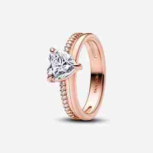 Bague Cœur Anneau Double Or rose