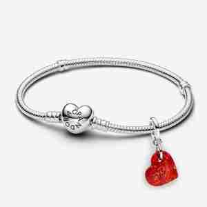 Bracelet Composé Cœur Rouge Opalescent