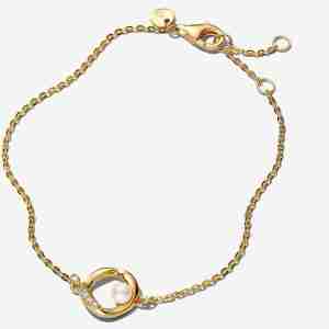 Bracelet Cercle Pavé de Forme Organique & Perle de Culture d'Eau Douce Traitée