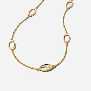 Collier Ovale de Forme Organique & Perle de Culture d'Eau Douce Traitée