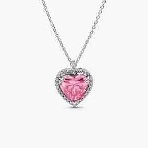 Collier Cœur Halo Rose