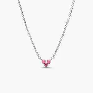 Collier Cœur Trio de Pierres Roses